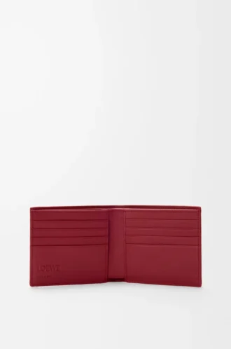 Portafoglio bifold in pelle di vitello classica Rosso bruciato