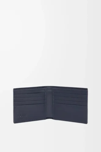 Portafoglio bifold in pelle di vitello classica testurizzata Deep Navy