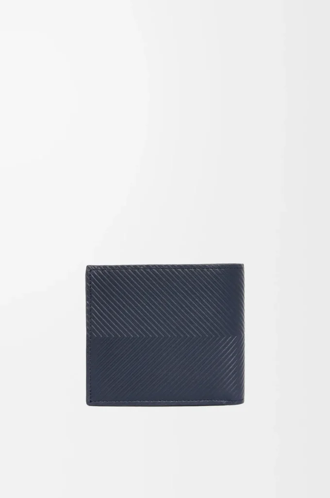 Portafoglio bifold in pelle di vitello classica testurizzata Deep Navy Portafoglio bifold in pelle di vitello classica testurizzata Deep Navy