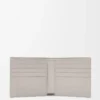 Portafoglio bifold in pelle di vitello satinata grigio conchiglia