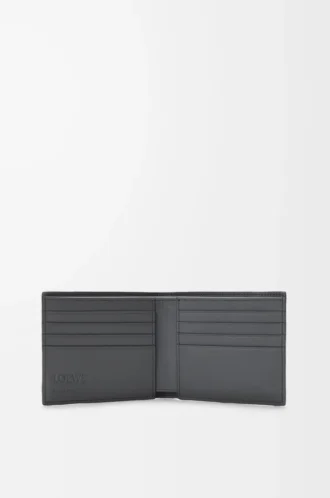 Portafoglio bifold Puzzle in classica pelle di vitello Grigio asfalto/Blu tempesta