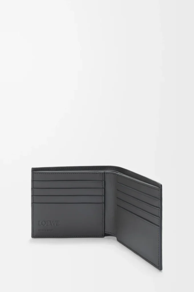 Portafoglio bifold Puzzle in classica pelle di vitello Grigio asfalto/Blu tempesta