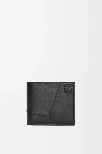 Portafoglio bifold Puzzle in classica pelle di vitello nera