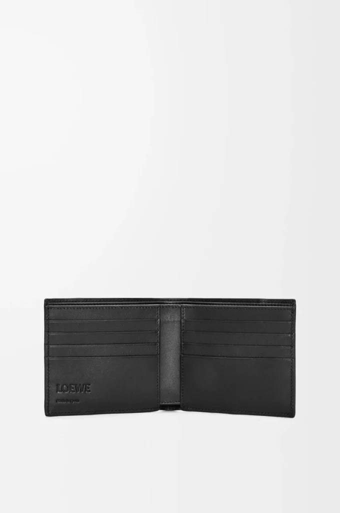 Portafoglio bifold Puzzle in classica pelle di vitello nera Portafoglio bifold Puzzle in classica pelle di vitello nera