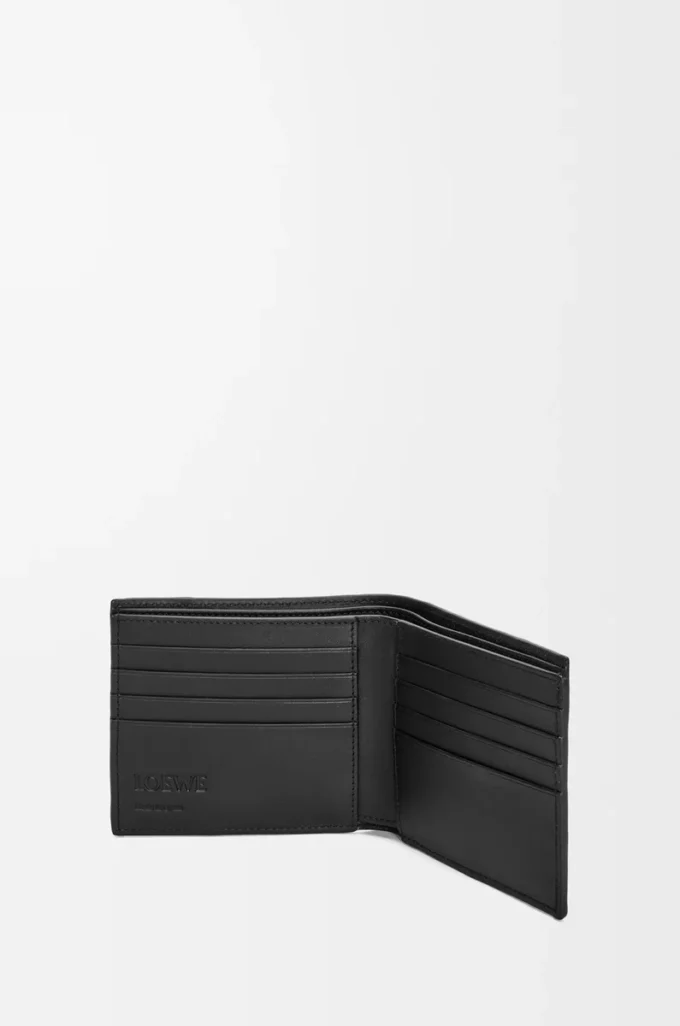 Portafoglio bifold Puzzle in classica pelle di vitello nera Portafoglio bifold Puzzle in classica pelle di vitello nera
