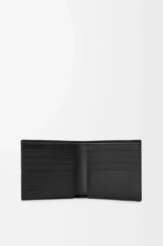 Portafoglio bifold Puzzle in morbida pelle di vitello martellata Nero