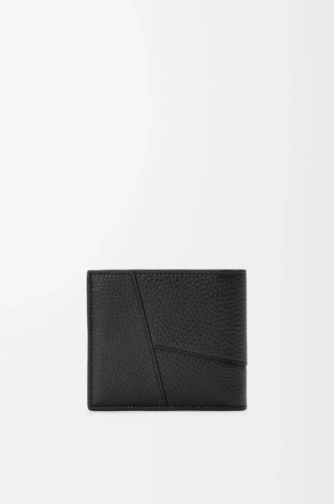 Portafoglio bifold Puzzle in morbida pelle di vitello martellata Nero Portafoglio bifold Puzzle in morbida pelle di vitello martellata Nero