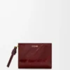 Portafoglio compatto con nodo in pelle di anguilla Dark Burgundy