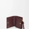 Portafoglio compatto con nodo in pelle di anguilla Dark Burgundy