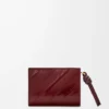 Portafoglio compatto con nodo in pelle di anguilla Dark Burgundy