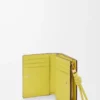Portafoglio compatto con nodo in pelle di vitello nappa lucida Dark Burgundy/Light Citrine