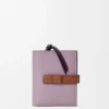 Portafoglio compatto con zip in morbida pelle di vitello martellata Dirty Mauve/Squirrel