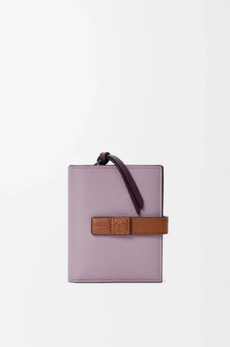 Portafoglio compatto con zip in morbida pelle di vitello martellata Dirty Mauve/Squirrel