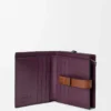 Portafoglio compatto con zip in morbida pelle di vitello martellata Dirty Mauve/Squirrel