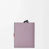Portafoglio compatto con zip in morbida pelle di vitello martellata Dirty Mauve/Squirrel