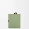 Portafoglio compatto con zip in morbida pelle di vitello martellata Rosemary/Tan