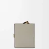 Portafoglio compatto con zip in morbida pelle di vitello martellata Shell Grey/Eucalyptus