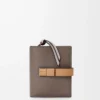 Portafoglio compatto con zip in morbida pelle di vitello martellata Taupe/Gold