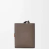 Portafoglio compatto con zip in morbida pelle di vitello martellata Taupe/Gold