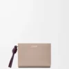 Portafoglio compatto Knot in pelle di vitello nappa lucida Clay/Plum