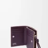 Portafoglio compatto Knot in pelle di vitello nappa lucida Clay/Plum
