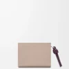 Portafoglio compatto Knot in pelle di vitello nappa lucida Clay/Plum