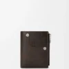 Portafoglio compatto slim Panta in pelle di vitello lucida Vintage Brown