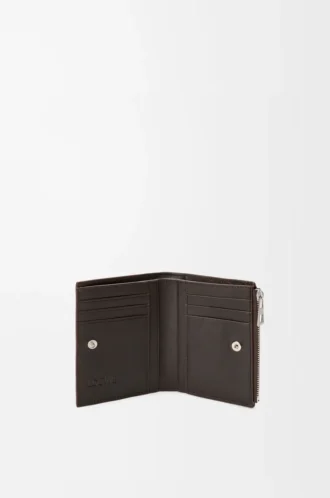 Portafoglio compatto slim Panta in pelle di vitello lucida Vintage Brown