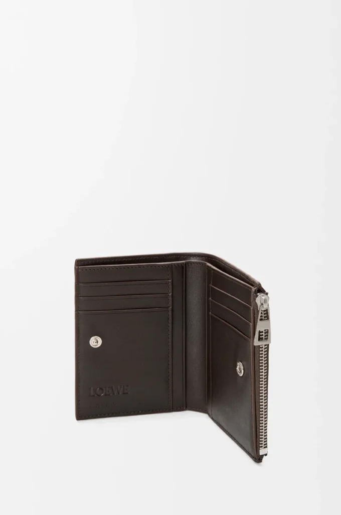 Portafoglio compatto slim Panta in pelle di vitello lucida Vintage Brown