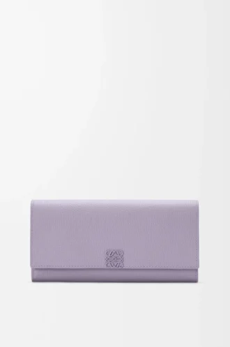 Portafoglio continentale Anagram in pelle di vitello martellata Dirty Mauve