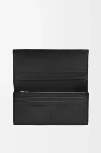 Portafoglio lungo orizzontale Puzzle in classica pelle di vitello Nero