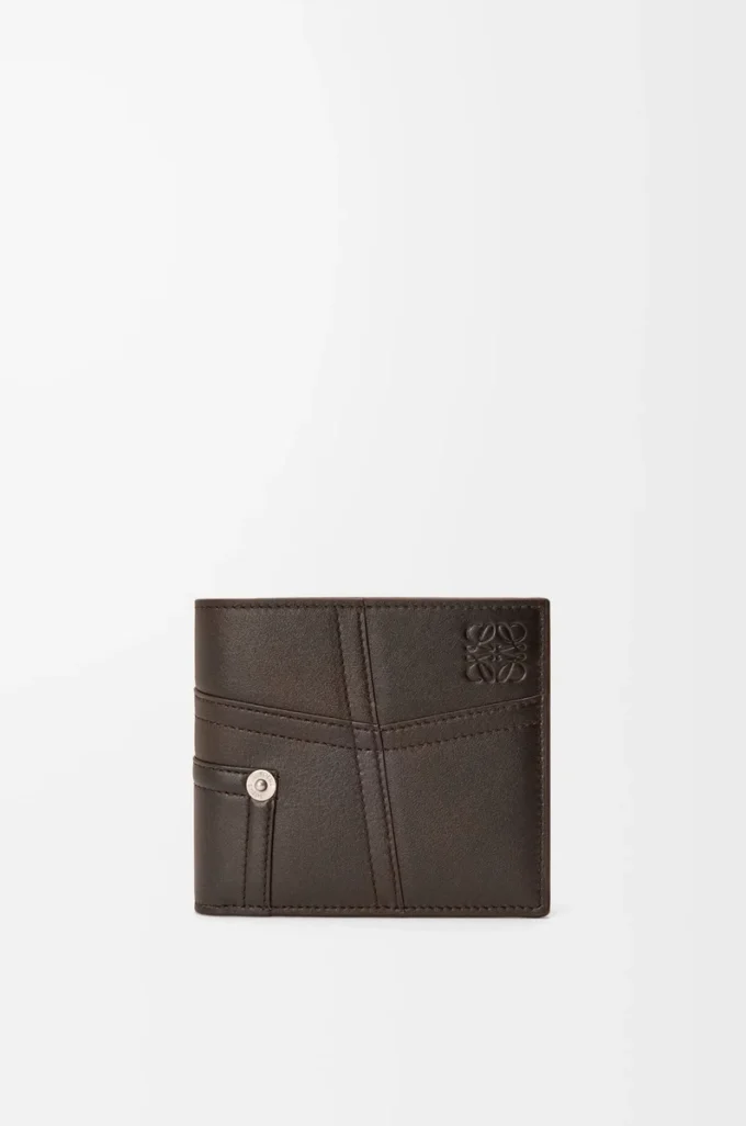 Portafoglio Panta a doppia piega in pelle di vitello lucida Vintage Brown