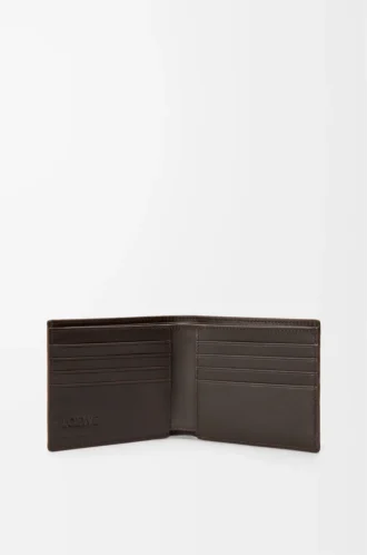 Portafoglio Panta a doppia piega in pelle di vitello lucida Vintage Brown