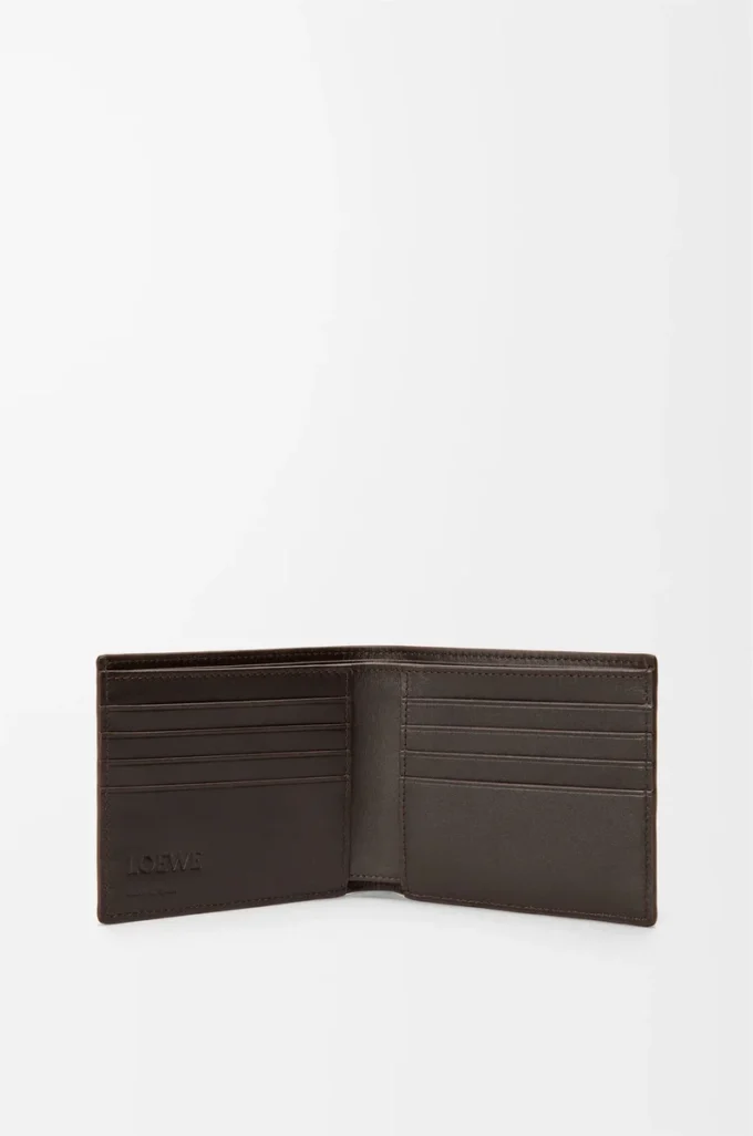 Portafoglio Panta a doppia piega in pelle di vitello lucida Vintage Brown