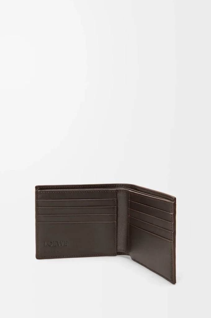 Portafoglio Panta a doppia piega in pelle di vitello lucida Vintage Brown