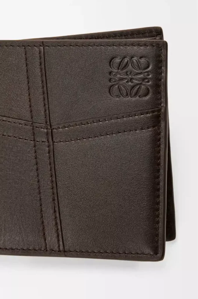 Portafoglio Panta a doppia piega in pelle di vitello lucida Vintage Brown