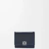Portafoglio Puffer Anagram a tre ante in pelle di vitello nappa lucida Deep Navy