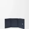 Portafoglio Puffer Anagram a tre ante in pelle di vitello nappa lucida Deep Navy