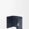 Portafoglio Puffer Anagram a tre ante in pelle di vitello nappa lucida Deep Navy