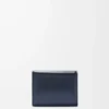 Portafoglio Puffer Anagram a tre ante in pelle di vitello nappa lucida Deep Navy