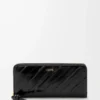 Portafoglio slim con chiusura a zip e nodo in pelle di anguilla Nero Portafoglio slim con chiusura a zip e nodo in pelle di anguilla Nero