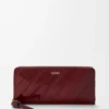 Portafoglio slim con zip e nodo in pelle di anguilla Dark Burgundy Portafoglio slim con zip e nodo in pelle di anguilla Dark Burgundy