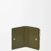 Portafoglio sottile e compatto in classica pelle di vitello martellata Dark Khaki Portafoglio sottile e compatto in classica pelle di vitello martellata Dark Khaki