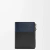Portafoglio sottile e compatto in pelle di vitello lucida Nero/Blu navy intenso Portafoglio sottile e compatto in pelle di vitello lucida Nero/Blu navy intenso
