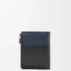 Portafoglio sottile e compatto in pelle di vitello lucida Nero/Blu navy intenso Portafoglio sottile e compatto in pelle di vitello lucida Nero/Blu navy intenso