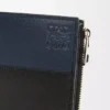 Portafoglio sottile e compatto in pelle di vitello lucida Nero/Blu navy intenso Portafoglio sottile e compatto in pelle di vitello lucida Nero/Blu navy intenso