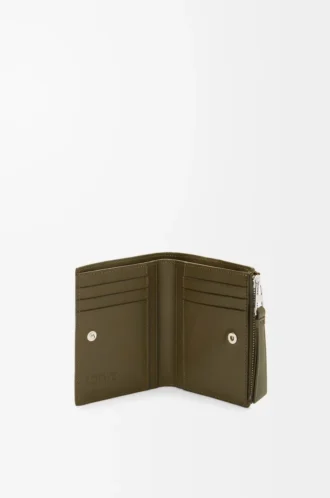 Portafoglio sottile e compatto Puzzle in classica pelle di vitello Dark Khaki