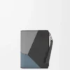 Portafoglio sottile e compatto Puzzle in pelle di vitello classica Grigio asfalto/Blu tempesta