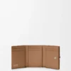 Portafoglio trifold in pelle di vitello martellata color moka