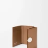 Portafoglio trifold in pelle di vitello martellata color moka